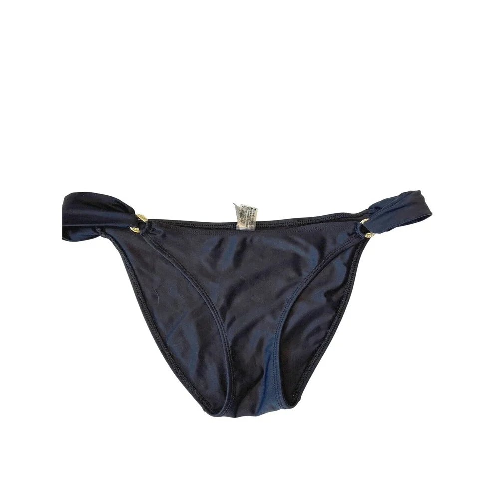 Despi‎ Bikini Set Black Size M Gold Ring Halter Brazilian Luxury